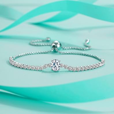 Delicate S925 Silver 0.1 Carat Adjustable VVS2 Diamond Bracelet, A Stunning and Elegant Bracelet Gift Idea, Adds a Refined Touch