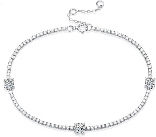 14K Gold Overlay S925 Silver Bracelet with Aurora 1 Carat Diamond - Chic and Refined Gift - Very Good Cut, Flawless, D-color - Sparkling Diamond Bracelet